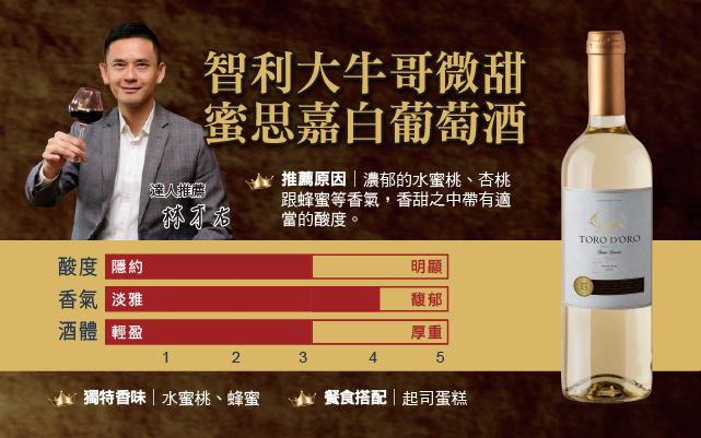 智利大牛哥微甜蜜思嘉白葡萄酒
